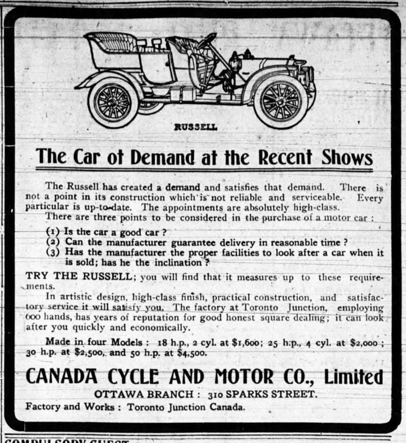1908 Russell ad