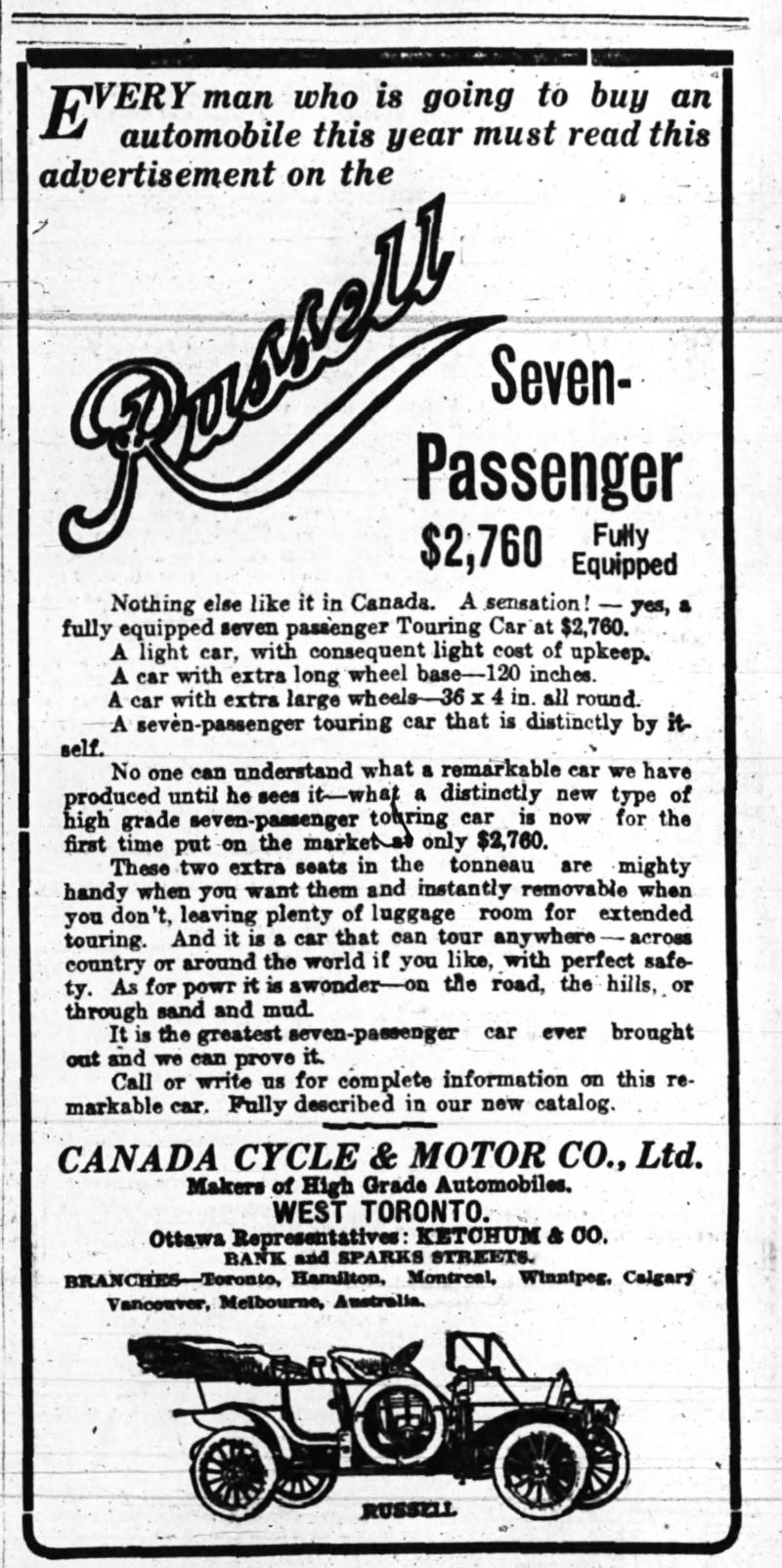 1910 Russell ad