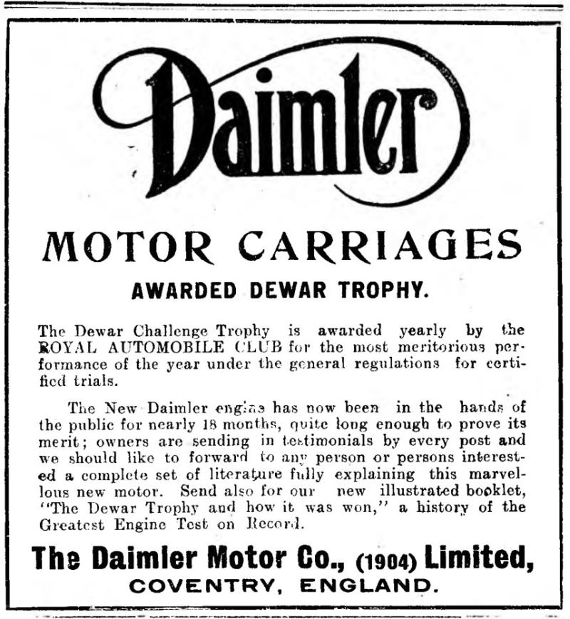 1910 Daimler ad
