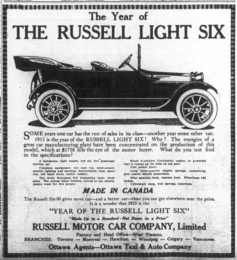 1915 Russell ad